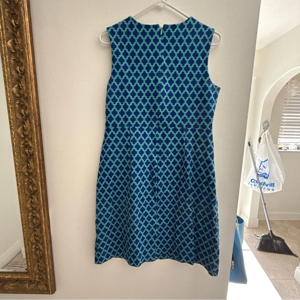 Lands' End Blue and Green Geometric Midi Dress - Picture 7 of 11